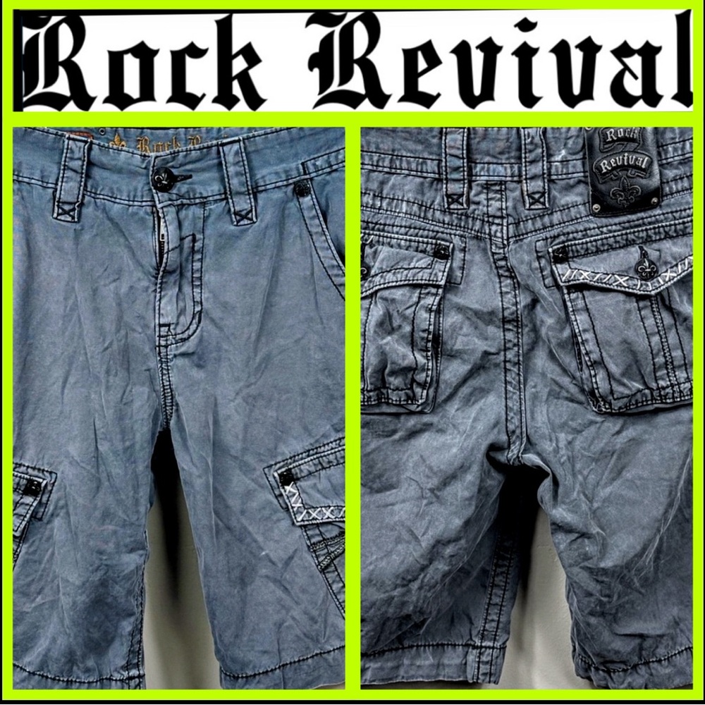 Rock Revival Gray Cargo Shorts